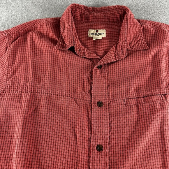 Woolrich Shirt Mens L Button Up Short Sleeve Check Fishing Modal Polyester - Picture 3 of 9